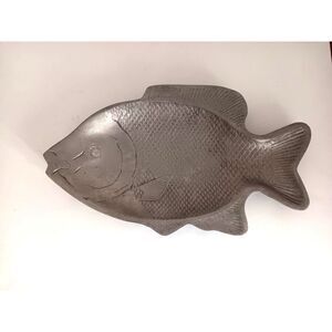 Vintage Silver Cast Aluminum Fish Serving Tray Stamped On Bottom